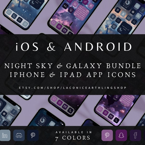 iOS 17 Night Sky & Galaxy 2000+ App Icons Bundle, iPhone and iPad App Icons