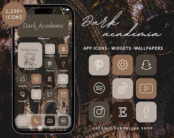 Dark Academia App Icons – Vintage Minimalist Icon Pack for iOS, iPhone, Android, Classic Study, Library, Neutral iPhone Home Screen Theme