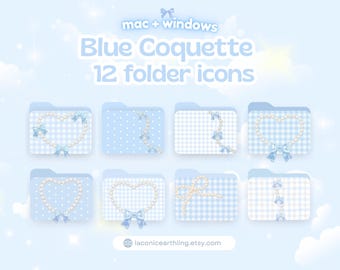Blauwe flirtmappictogrammen | Kawaii Desktop Organizer (PNG, ICO)