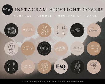 600+ Minimalist Instagram Highlight Covers | Neutral Story Instagram Highlights | Esthetician IG Highlights Pack | Beige & Black Aesthetic