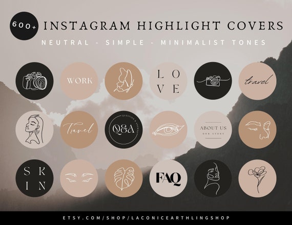 600 Minimalist Instagram Highlight Covers Neutral Story - Etsy