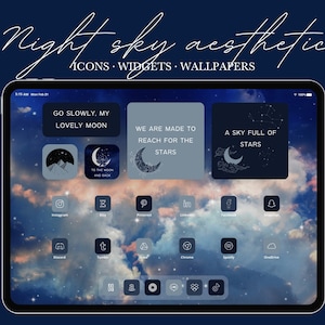 iPad & Tablet Night Sky Aesthetic App Icons Pack | LaconicEarthlingShop