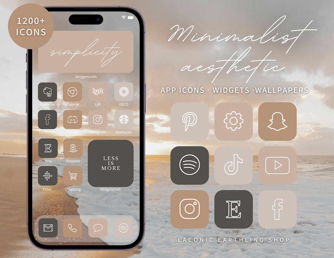 Minimalist Aesthetic App Icons for Ios 26, iPhone 17 & Android | Simple ...