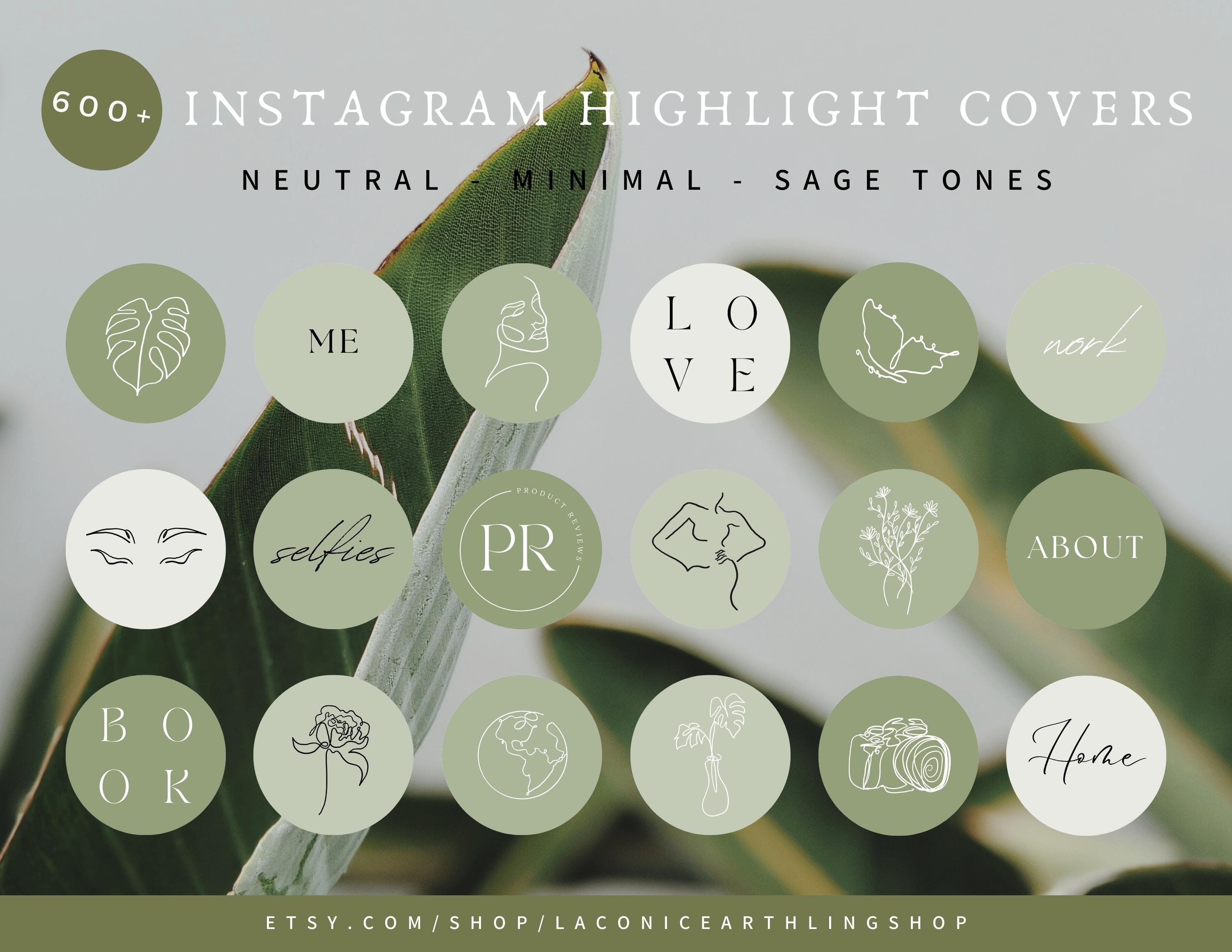 600 Sage Instagram Highlight Covers Neutral Story Instagram Etsy