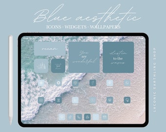 Blue Aesthetic App Icons, iPad & Tablet Theme for iOS 27, Android, Ocean Blue Home Screen Icons, Minimalist Blue Icon Pack, Digital Download
