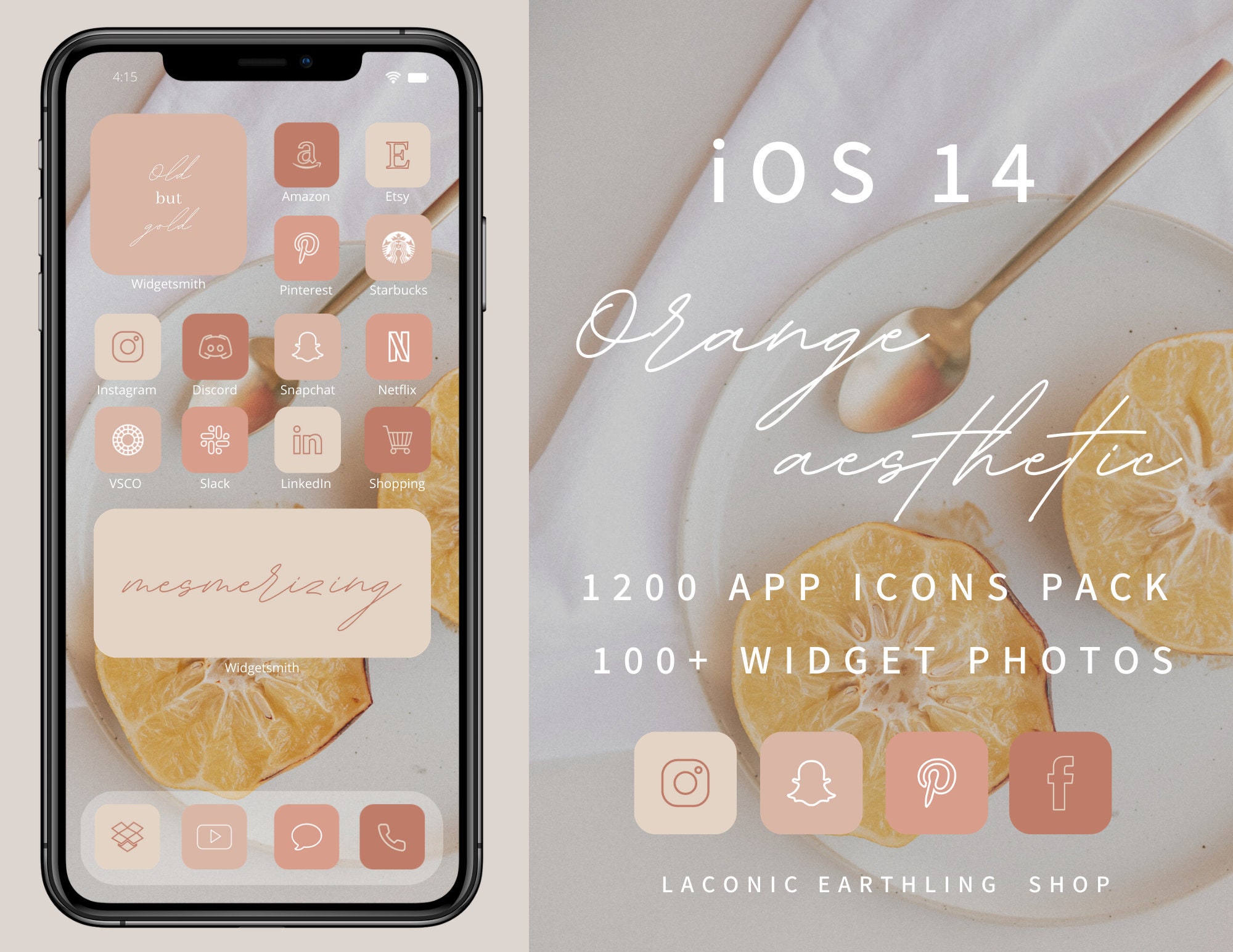 IOS 14 Orange Aesthetic 1200 App Icons Pack Etsy