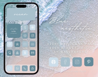 iOS 17 & Android Blue Aesthetic 1200 App Icons Pack | LaconicEarthlingShop