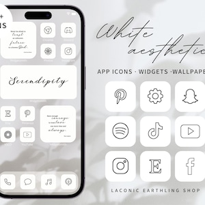 White Aesthetic App Icon Pack, iOS and Android Theme