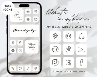 White Aesthetic App Icon Pack, iOS and Android Theme