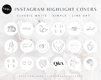 100+ White Instagram Highlight Covers | Neutral Story Instagram Highlights | Esthetician IG Highlights Pack | Classic White Aesthetic