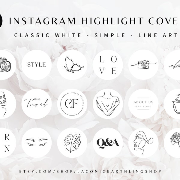 100+ White Instagram Highlight Covers | Neutral Story Instagram Highlights | Esthetician IG Highlights Pack | Classic White Aesthetic