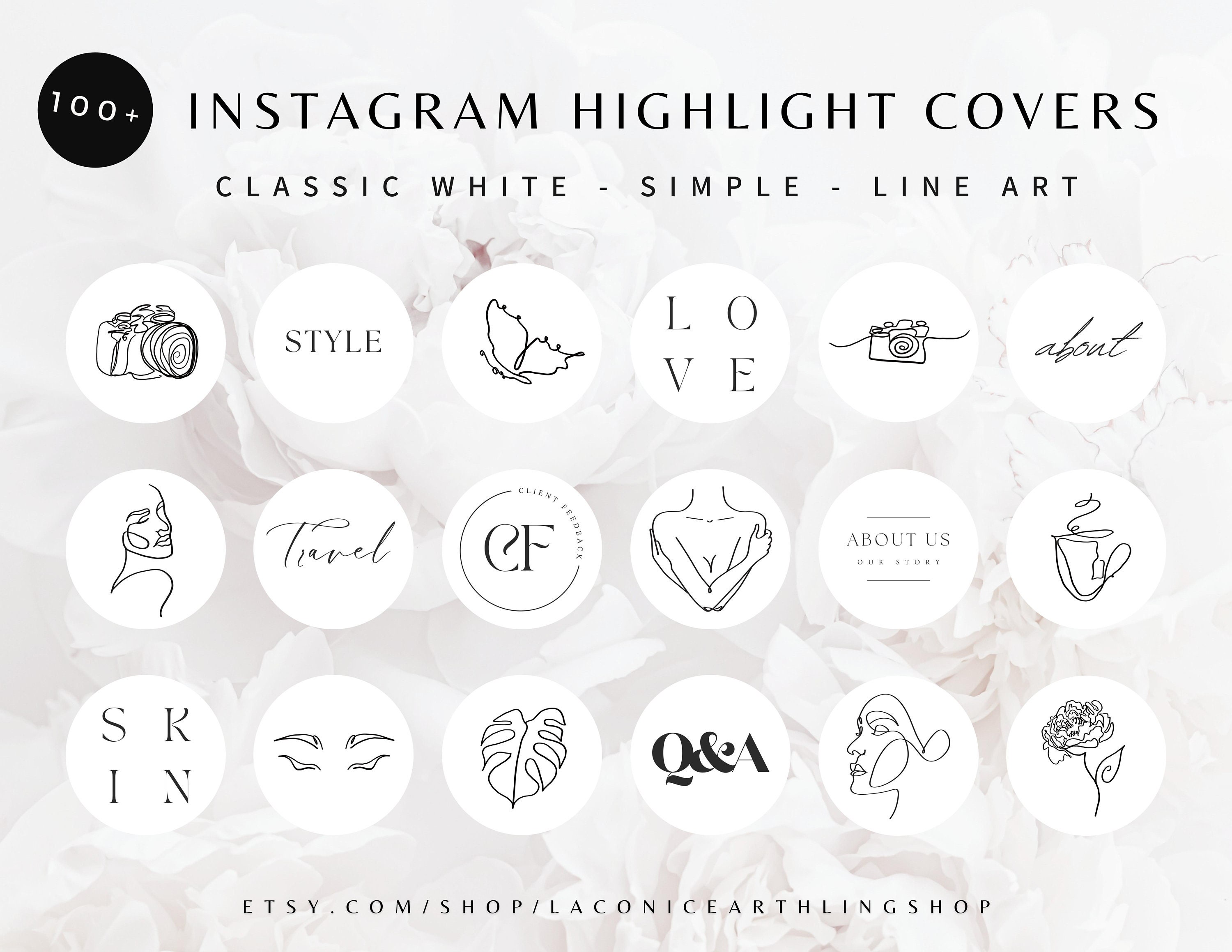100 White Instagram Highlight Covers Neutral Story - Etsy