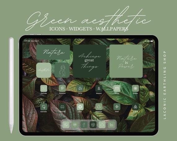 Green Aesthetic App Icons | iPad & Tablet Home Screen Theme