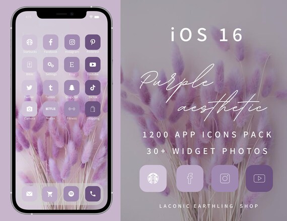 Ios 16 Purple Aesthetic 10 App Icons Pack Etsy