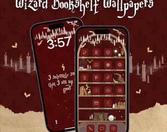 Wizard Bookshelf iPhone Wallpaper: Magical Home & Lock Screen (iOS 18)