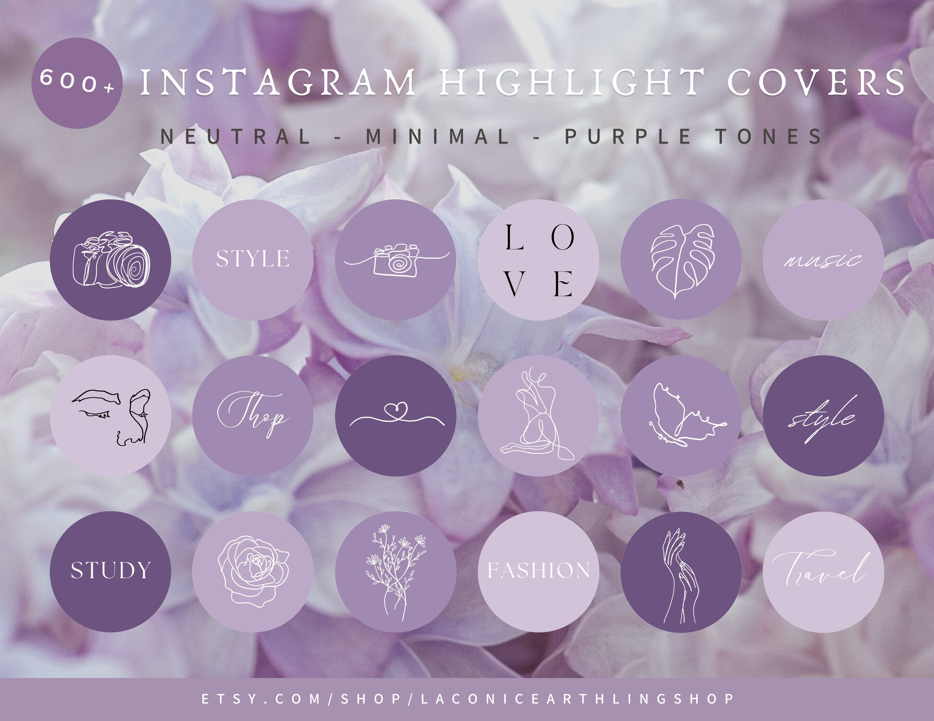 600 Purple Instagram Highlight Covers Neutral Story Etsy