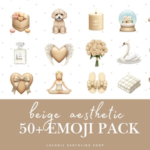 iOS 18 Beige Emoji Stickers Pack | Neutral Aesthetic Emojis for iPhone & iMessage | Brown, Cute Beige Apple Stickers, White