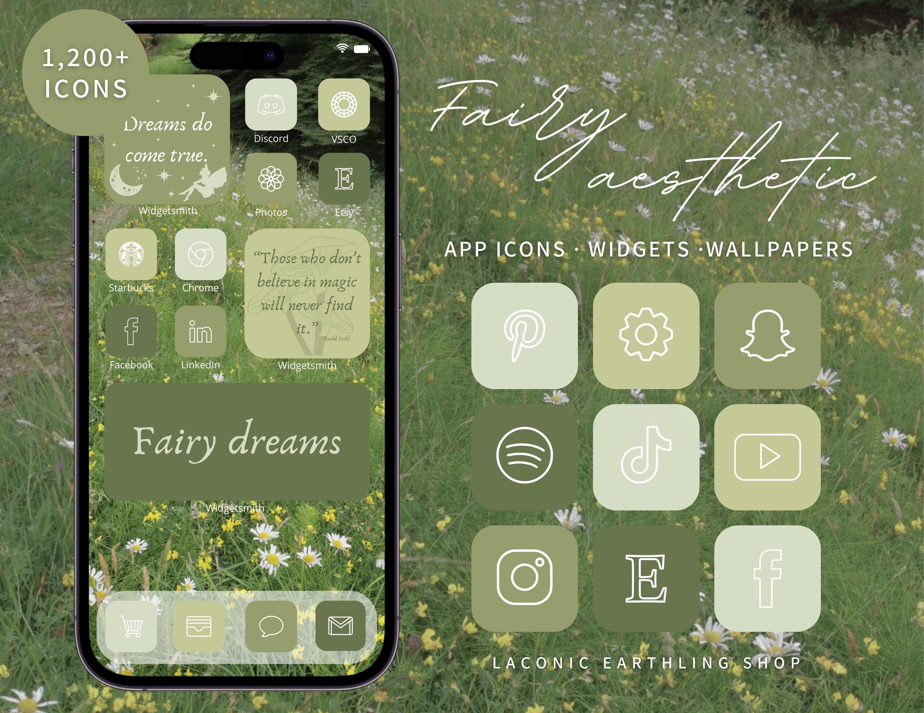 Fairy Aesthetic iOS 18 and Android App Icons Pack | Magical, Fairycore, Goblincore, Widgets, Phone Covers & More | LaconicEarthlingShop
