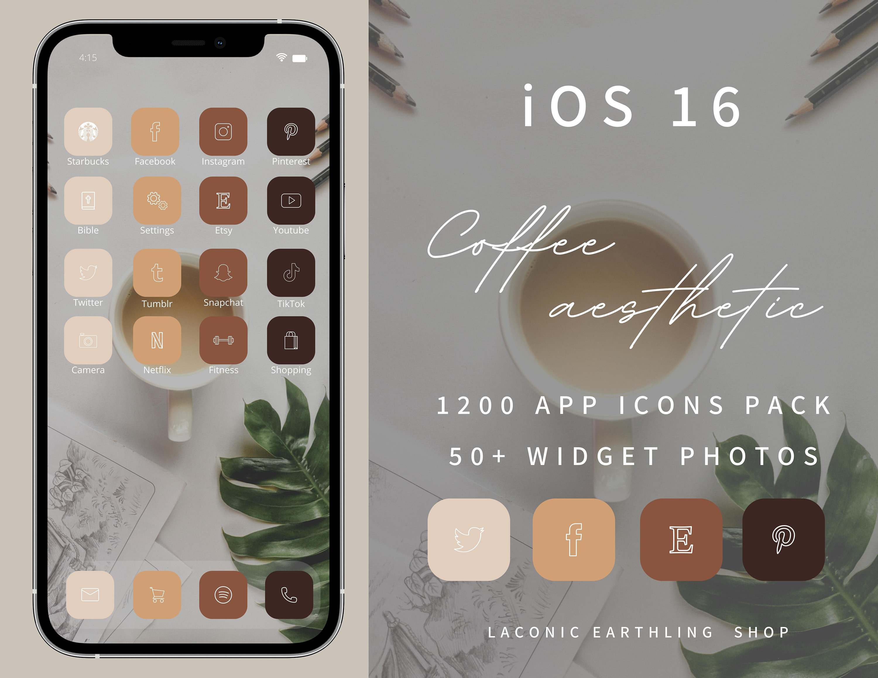 Ios 16 Coffee Aesthetic 1200 App Icons Pack - Etsy
