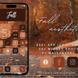 iOS 17 & Android Fall Aesthetic 600 App Icons Pack | LaconicEarthlingShop