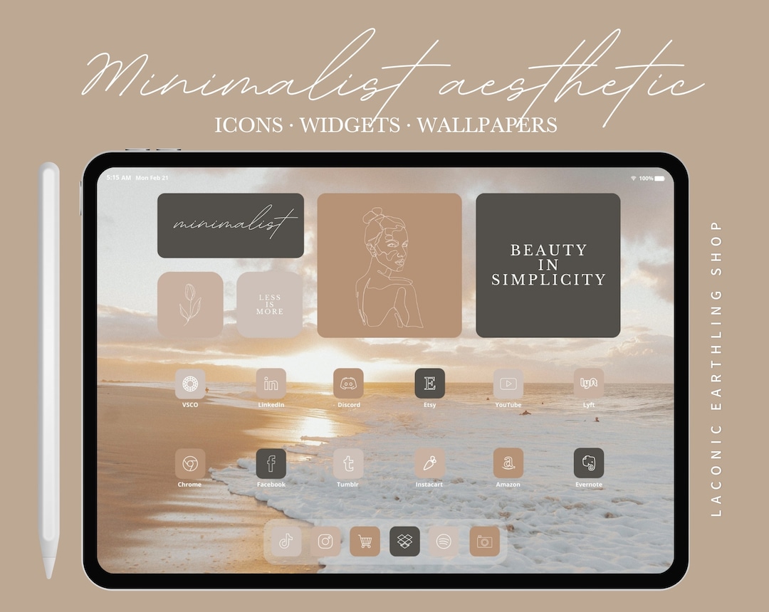 Minimalist Aesthetic App Icons Pack for iPad & Tablets | Clean Neutral ...