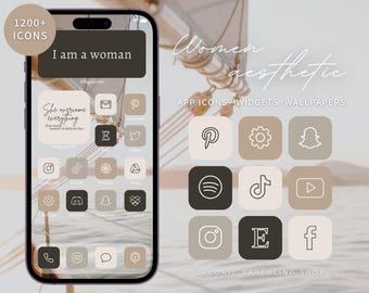 Aesthetic App Icons, iPhone & Android, Minimalist Theme (Digital Download)