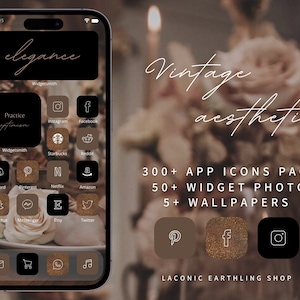 iOS 17 & Android Vintage Aesthetic 300 App Icons Pack | LaconicEarthlingShop