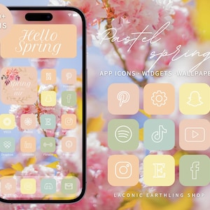 Pastel Spring App Icons: Floral iOS & Android Theme (1500+ Icons)