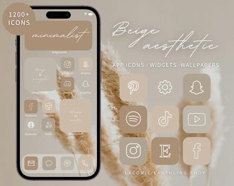 Beige Aesthetic iOS 18 and Android 1200+ App Icons Pack | Soft, Neutral Beige Icons, Widgets, Phone Covers & More | LaconicEarthlingShop