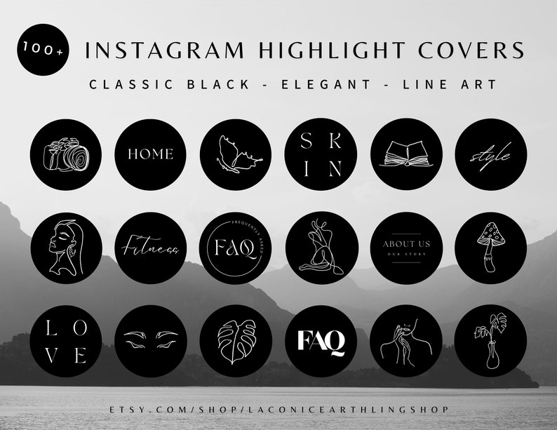 100 Black Instagram Highlight Covers Neutral Story - Etsy