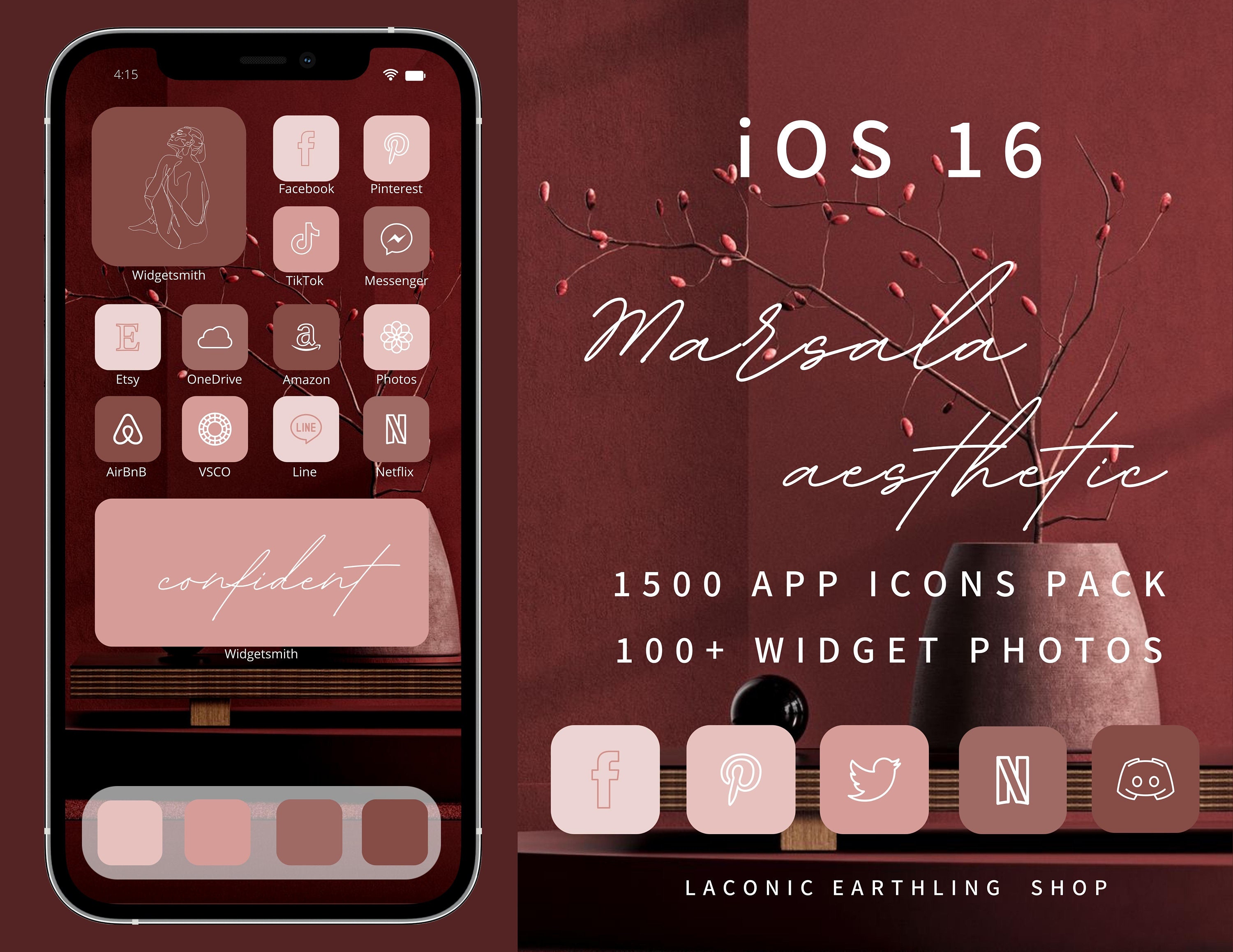 Ios 16 Marsala Aesthetic 1500 App Icons Pack - Etsy