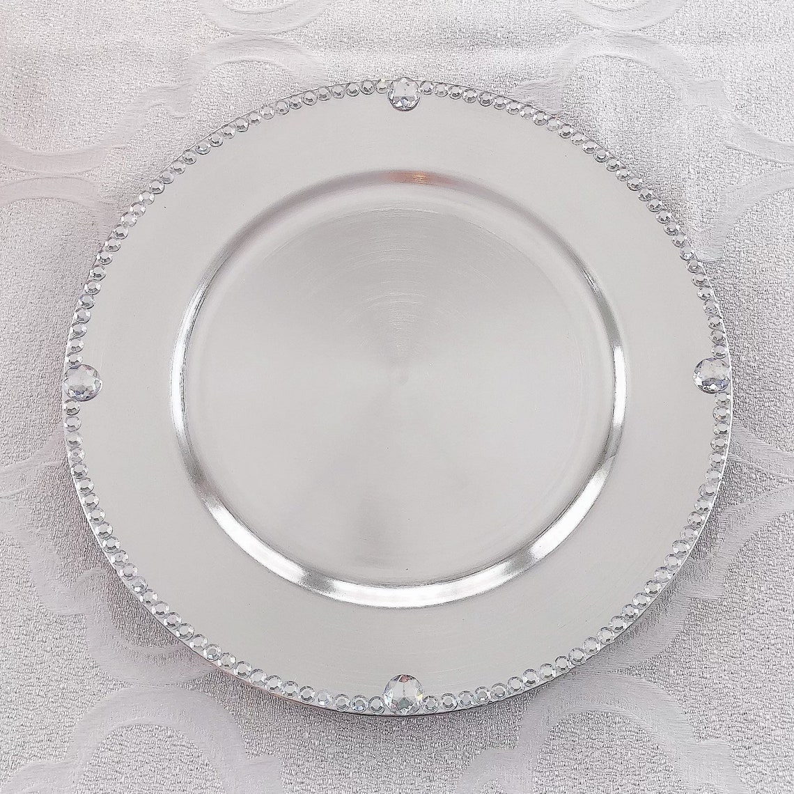 Silver Rhinestone Charger Plates Plate Charger Dining and Etsy UK