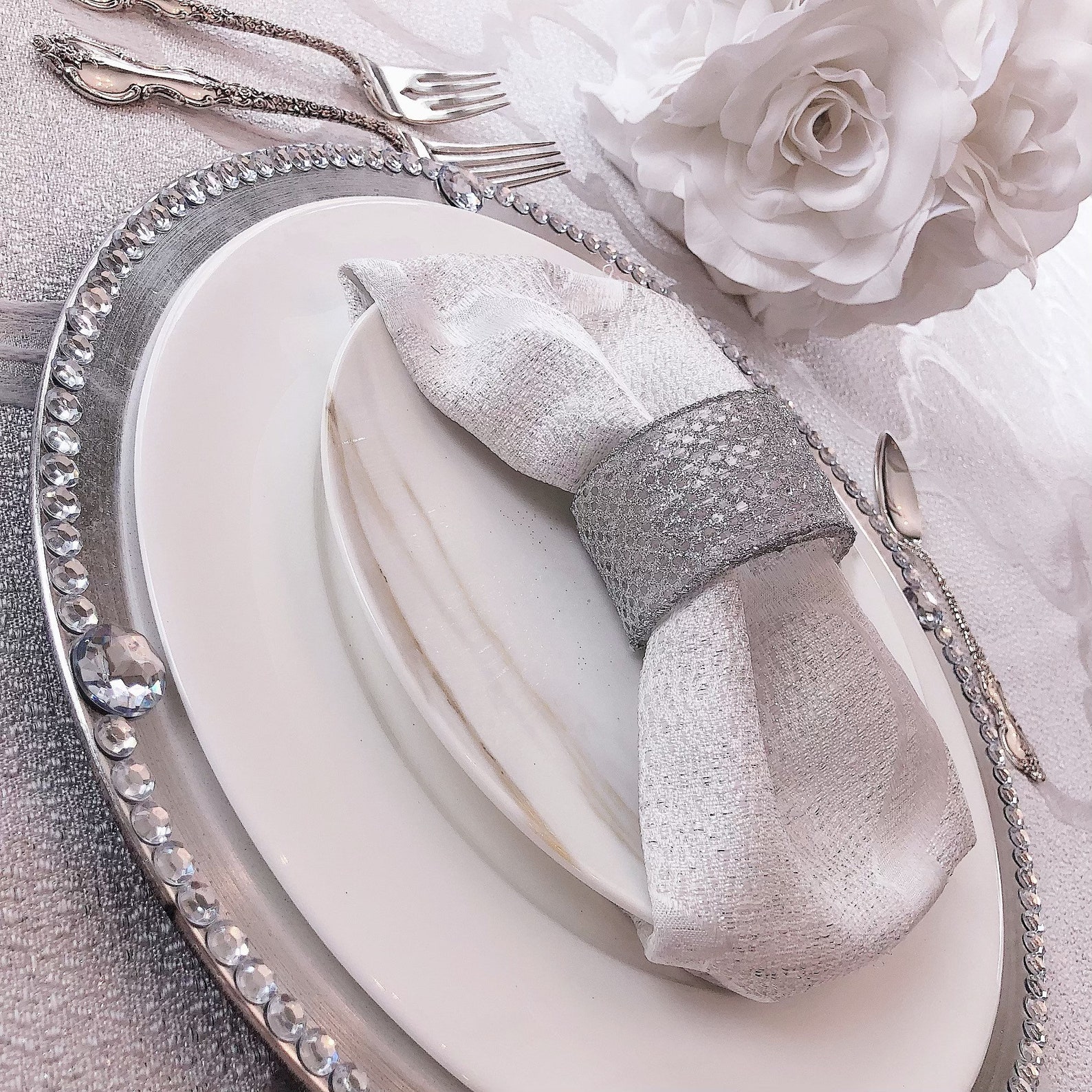 Silver Rhinestone Charger Plates Plate Charger Dining and Etsy