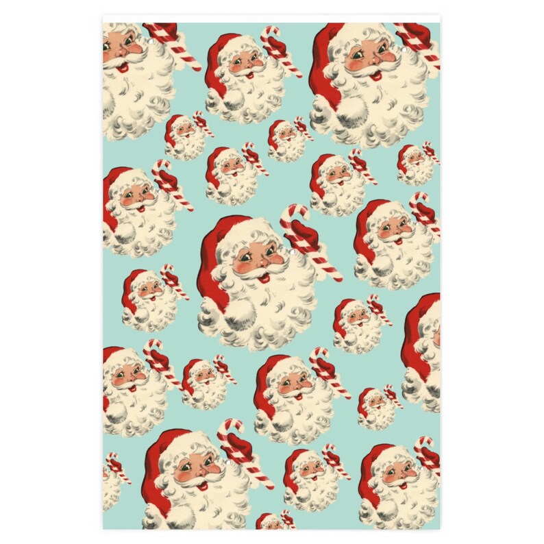 Retro Christmas Wrapping Paper Santa Wrapping Paper Wrapping Etsy