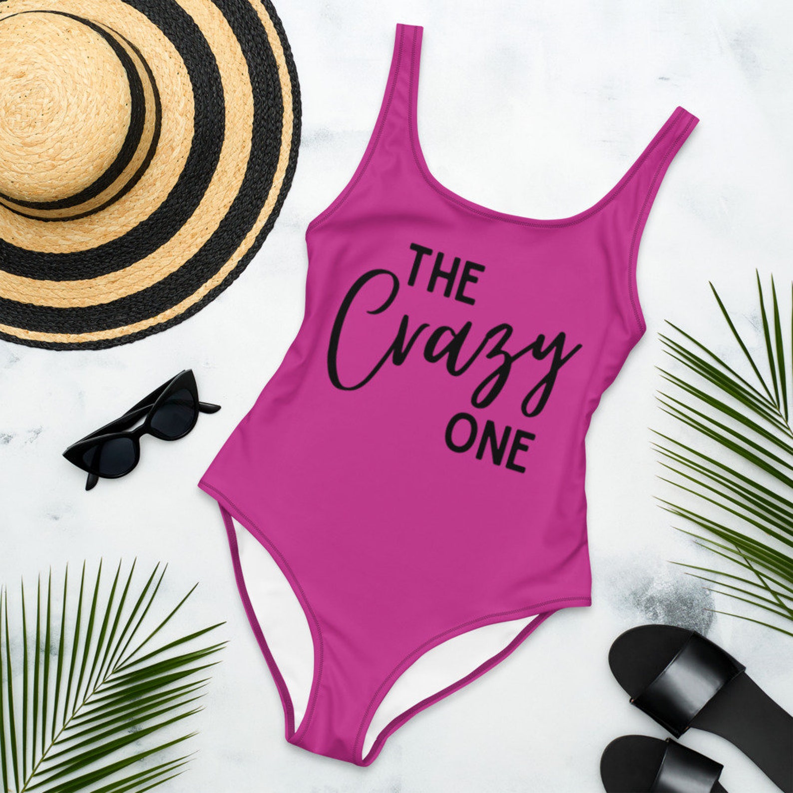 The Crazy One Funny Swimsuits Bridesmaid Swimsuit Etsy