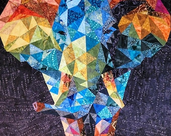 Geometric Rainbow Elephant, Foundation Paper Pieced Quilt Pattern, PDF Instant Download