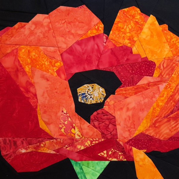 Poppy, Foundation Papier Quilt Muster, PDF Sofort Download