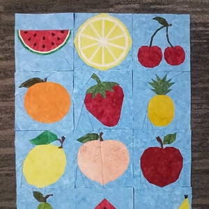 Obststücken, 12 6 x 6 in Blöcken, Foundation Paper Pieced Quilt Block PDF Muster, Instant Download