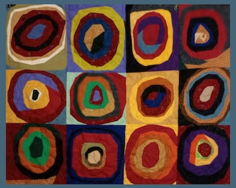 Color Study: Squares with Concentric Circles - Wassily Kandinsky, Foundation Paper Pieced Quilt Pattern, PDF Instant Download