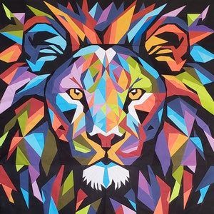 Geometric Rainbow Lion, Foundation Paper Pieced Quilt Pattern, PDF Instant Download