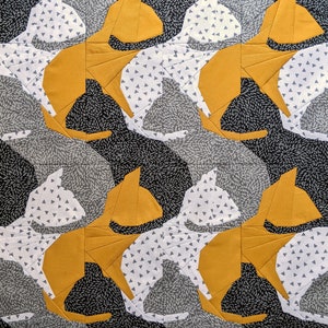 Cats Tessellation, Foundation Paper Pieced Quilt Pattern, Quilt block, PDF Pattern, Instant Download