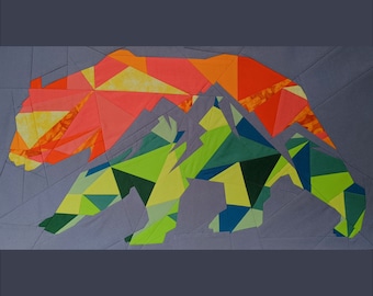 Geometric Mountain Bear, Foundation Paper Pieced Quilt Pattern, PDF Instant Download