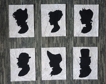 Victorian Silhouettes, Foundation Paper Pieced Quilt Pattern, Quilt blocks, PDF Pattern, Instant Download