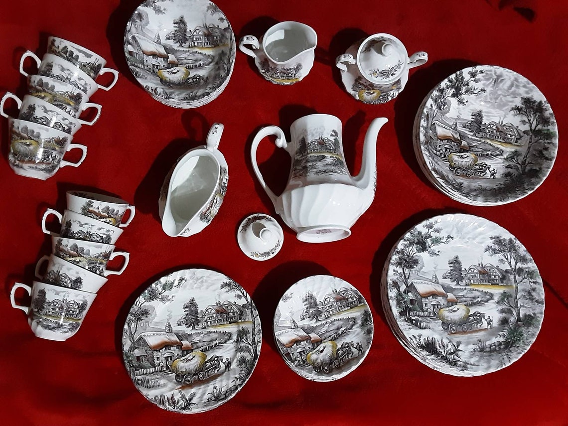 Yorkshire Ironstone Ceramic Dinnerware Set, 51 Piece Set Etsy
