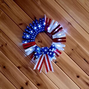 LED Lighted Clothespin Patriotic Wreath