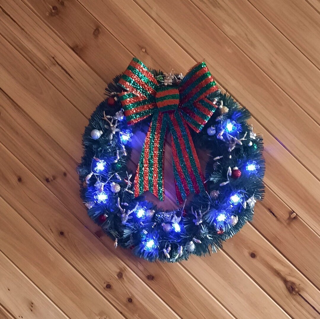 Led Lighted Garland Christmas Wreath Etsy