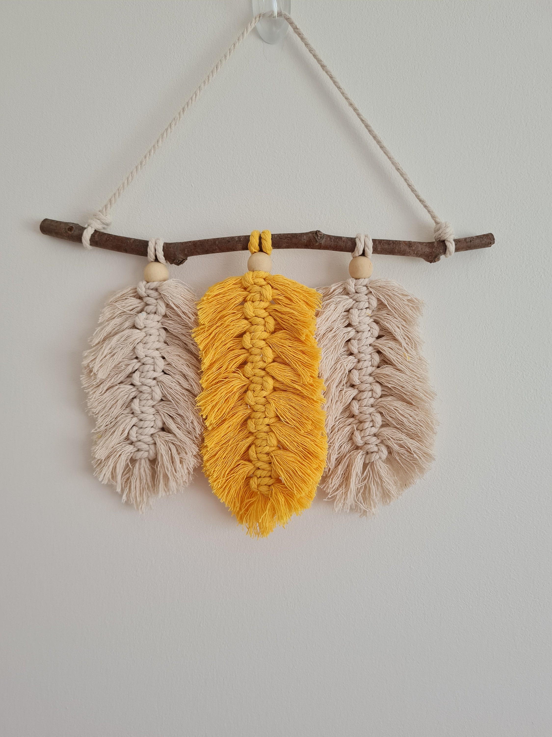 Handmade macrame feather wall hanging Etsy