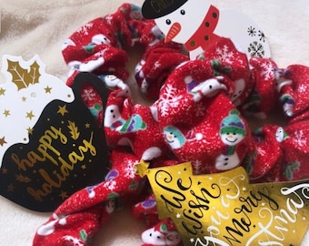 Schneemann Haar scrunchies - Geschenke für sie, Weihnachts Haarschmuck, Weihnachtsgeschenke für sie, Weihnachts scrunchies, Haarschmuck, Urlaub
