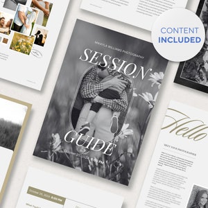 May include: A black and white photo of a couple hugging in a field of flowers. The photo is framed in a circle with the text "SESSION GUIDE" and the date "October 25, 2024 6:00 PM".