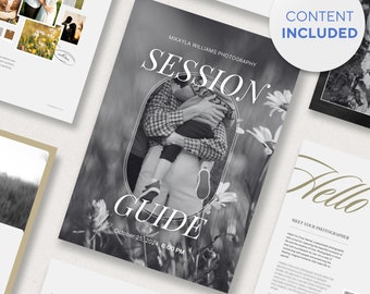 Guía editable para sesiones de fotografía: Plantilla de Canva